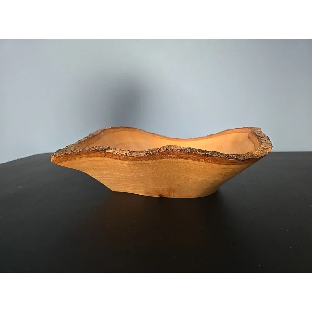 Live Edge Rustic Wood Bowl Hand Carved ‎ Natural Edge ~11